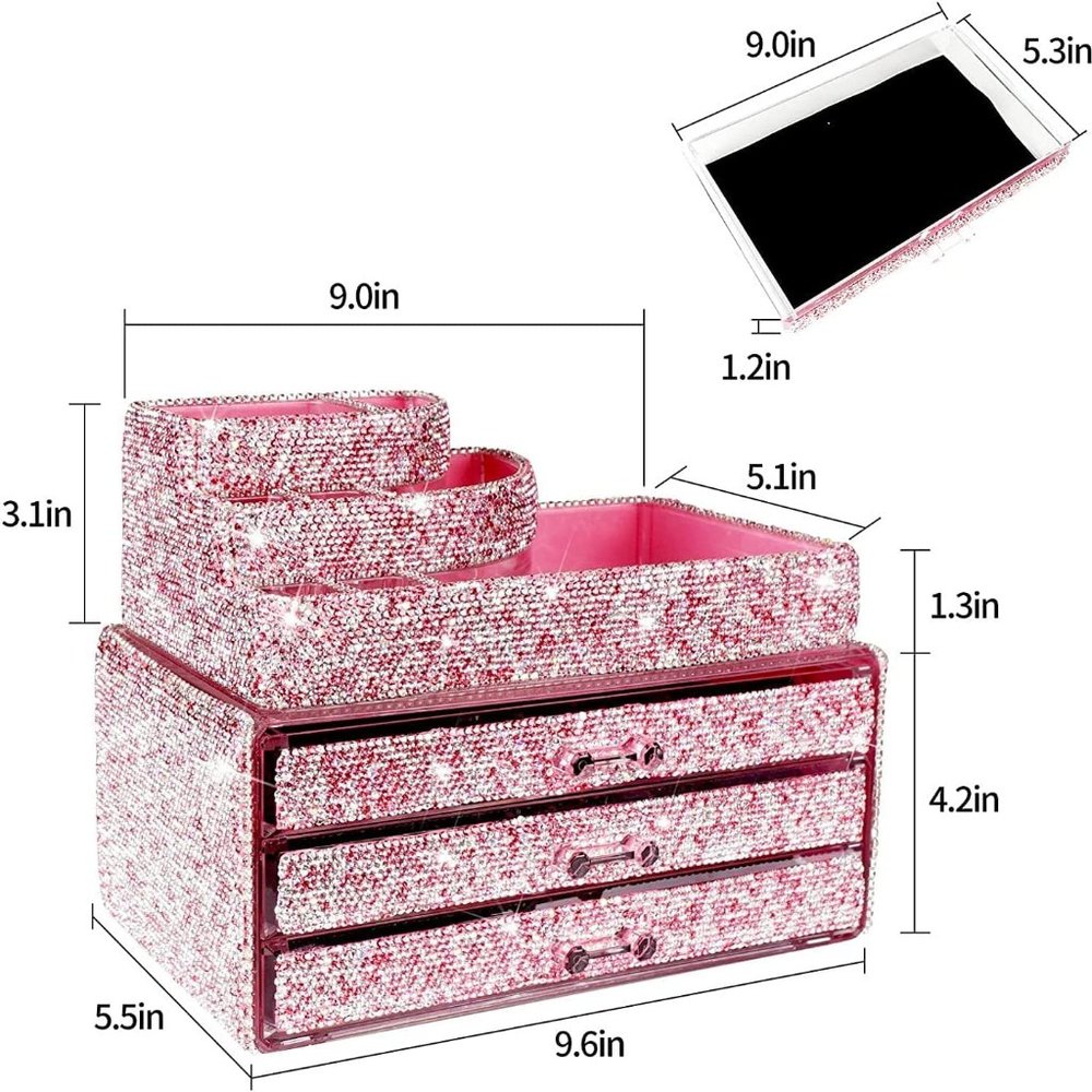 NWT Sparkling Bling Swarovski Crystal Rhinestone Cosmetic Organizer Jewe… - Picture 8 of 16